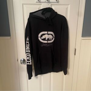 Ecko Unltd Vintage Hooded Sweatshirt Adult XL Black Y2K Graphic Hoodie